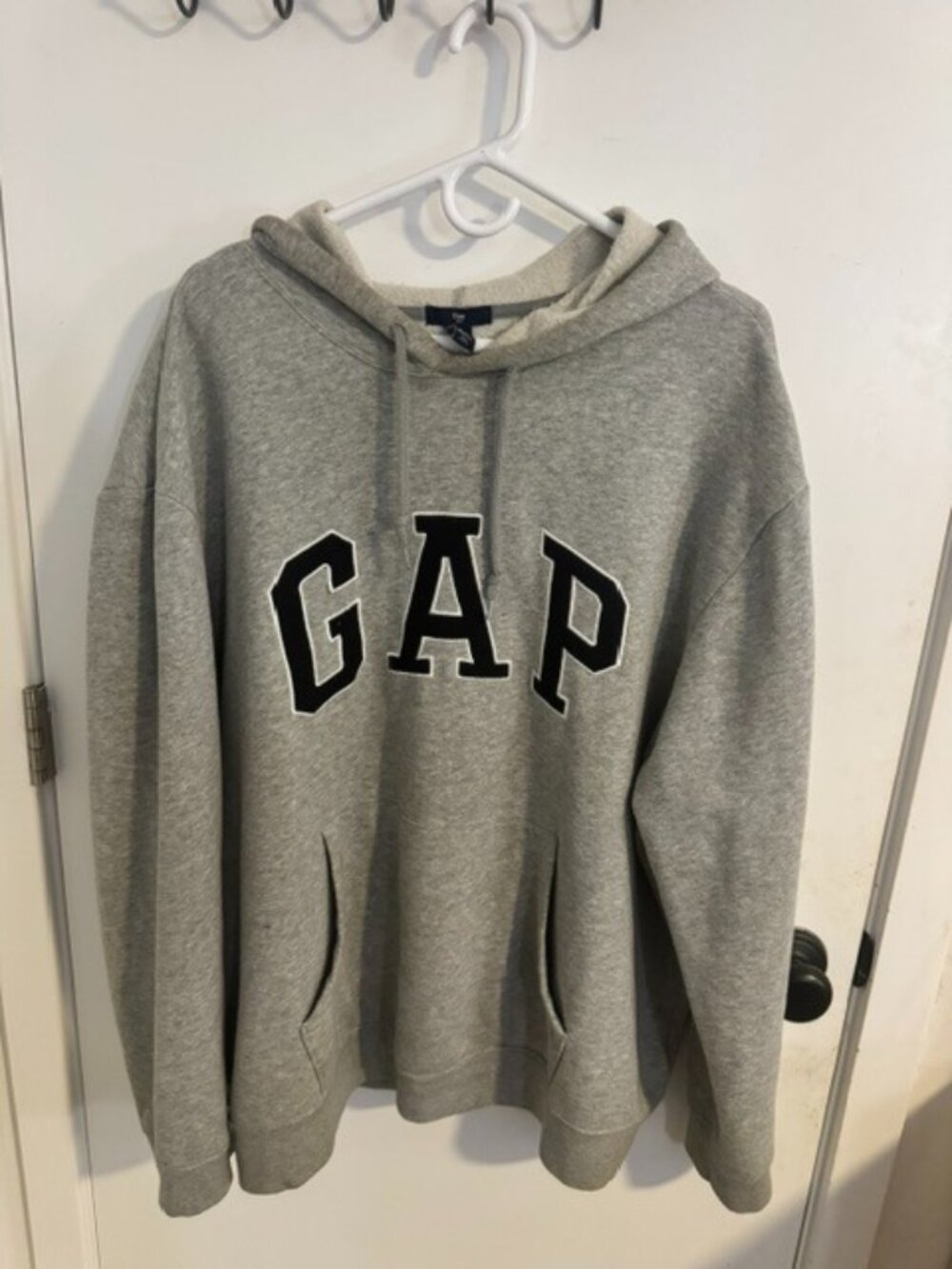 GAP Signature Hoodie - Light Gray/Blue, Size: 2XL